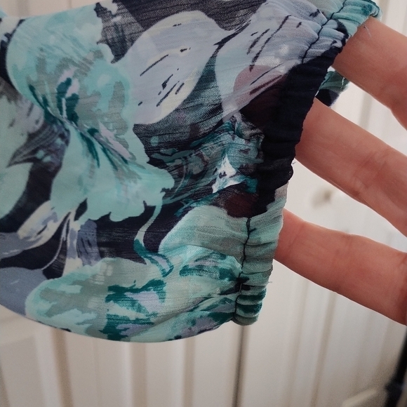 Croft & Barrow Blue Floral Button Front Blouse 3X Plus Size - Picture 3 of 11